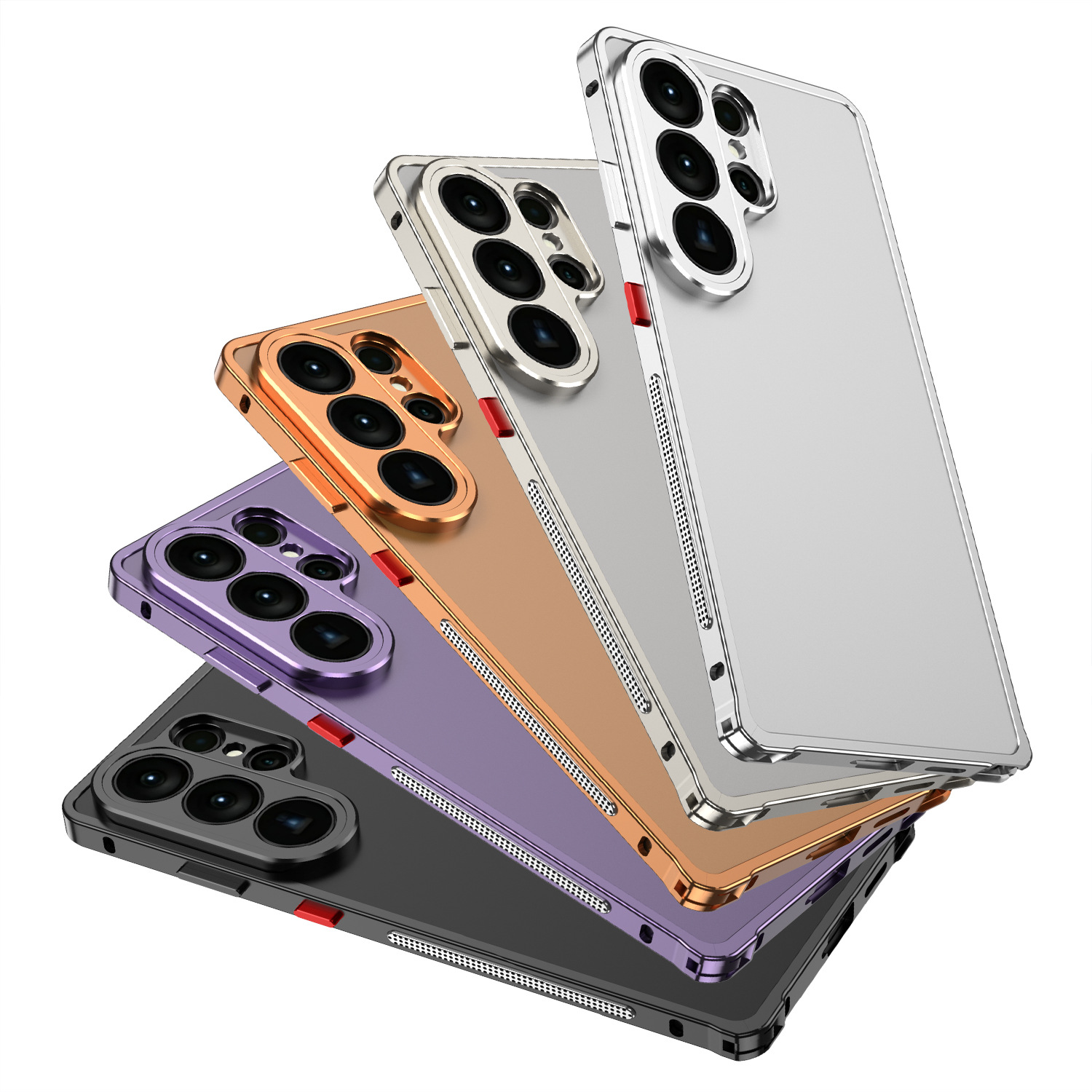 Metal Bumper Aluminum Frame Case - サムスンギャラクシーs26ウルトラ用航空アルミニウム合金フレームバンパー付きスマホケース、メタルレンズ耐衝撃カバー（サムスンs26プラス対応）