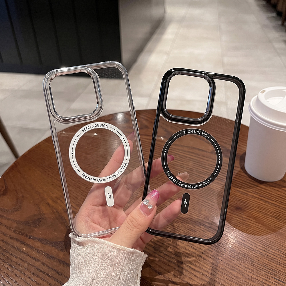 Clear Shockproof Bumper Case - iPhone 17、16、15、14、13、12、11、18 Pro Max対応、磁石内蔵透明ソフトカラーバンパー型スマホケース。ワイヤレス充電対応、クリア、2026年新モデル。