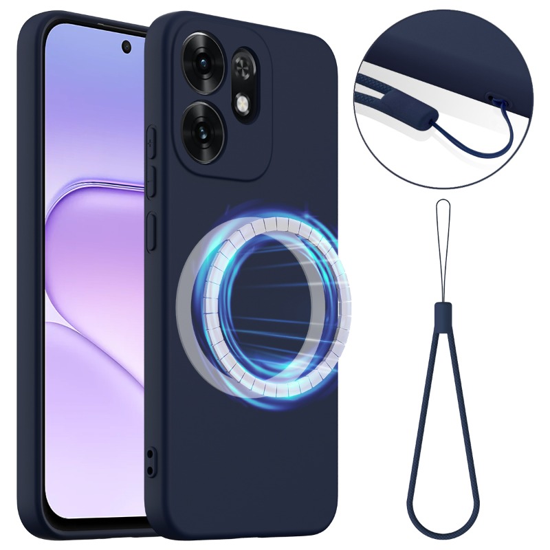 Liquid Silicone Magnetic Phone Case - Honor 500 Smart X6d用マグセーフ対応マット液体シリコンケース、Honor 500smart X6
