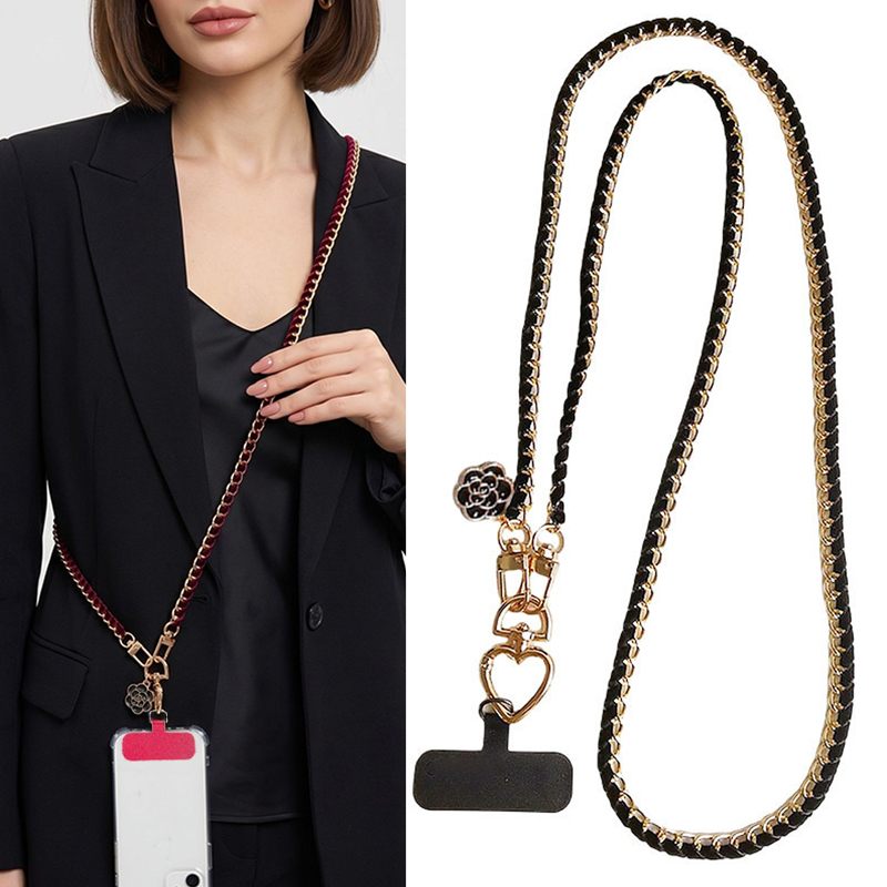 クロスボディ型、汎用チェーン、カメリアモチーフの携帯電話用ス - Crossbody Lanyard Neck Strap Case のレビューと価格