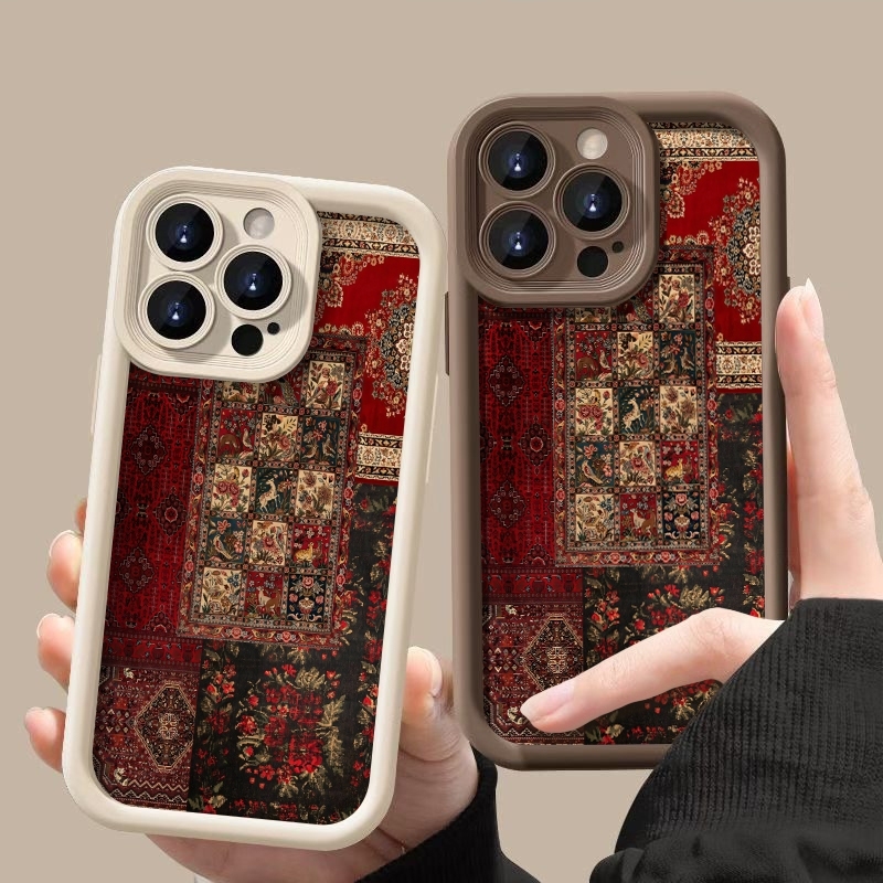 ヴィンテージパッチワークカーペット柄スマホケース サムスンギ - Vintage Floral Pattern Soft Case のレビューと価格
